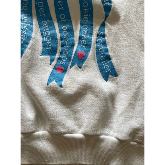 VTG 90s Nana Grandma Raglan Sweatshirt white bows Cottage size XL - Picture 5 of 6